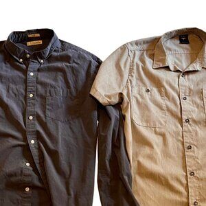2-Pack Men’s Button-Up Shirts – Dearborn Denim & Hawker Rye, Size L/M